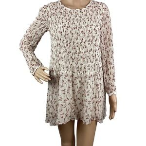 FRAME Smocked Floral Dress Size XS Off White Multicolor Floral Print